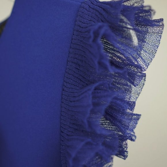 Ted Baker Royal Blue Frill Ponte-Knit Top - Picture 7 of 9